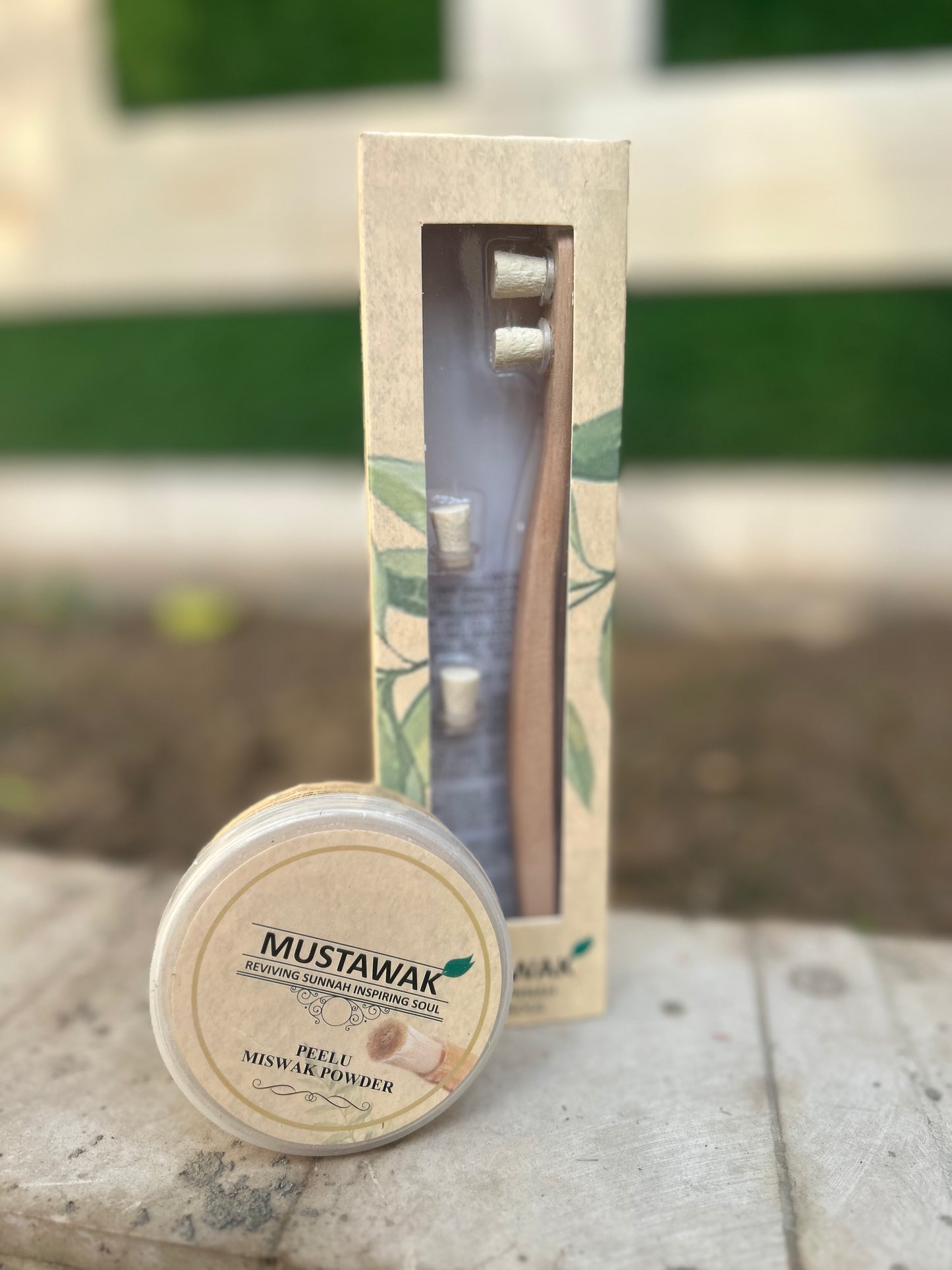 Organic Magical Teeth Whitening Kit | Miswak Toothbrush and Teeth Whitening Powder